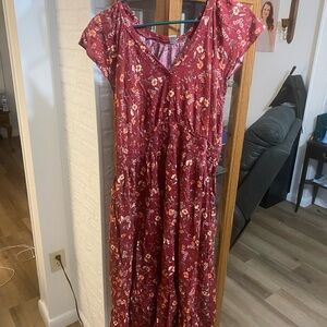 Old Navy Burgundy Floral Maxi Dress